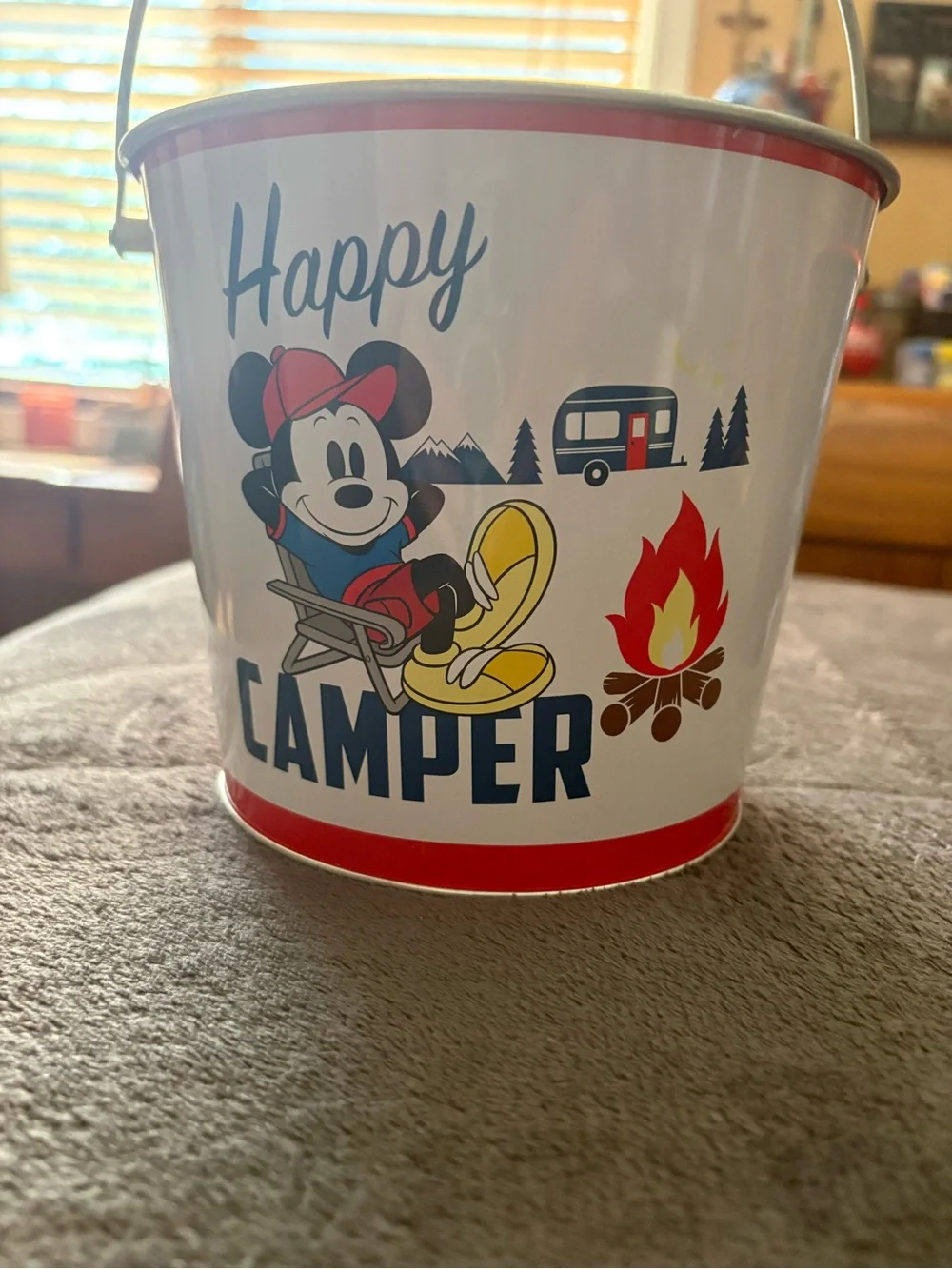 Disney Mickey Camper Bucket and red and white blue bucket.